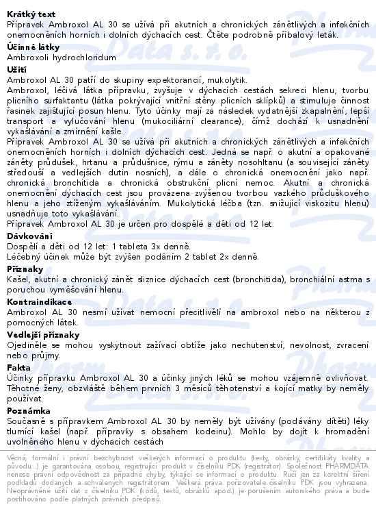Dal informace o zbo Ambroxol AL 30 tbl.20x30mg