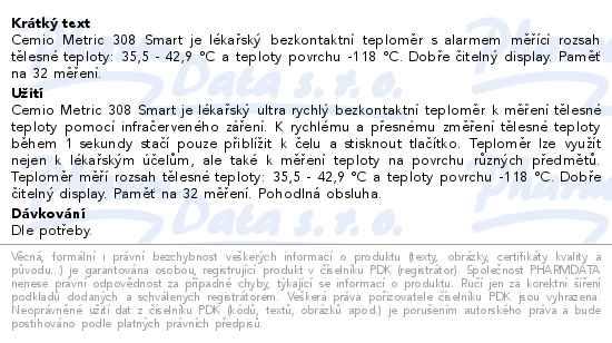 Dal informace o zbo Cemio Metric 308 SMART Teplomr bezkontaktn
