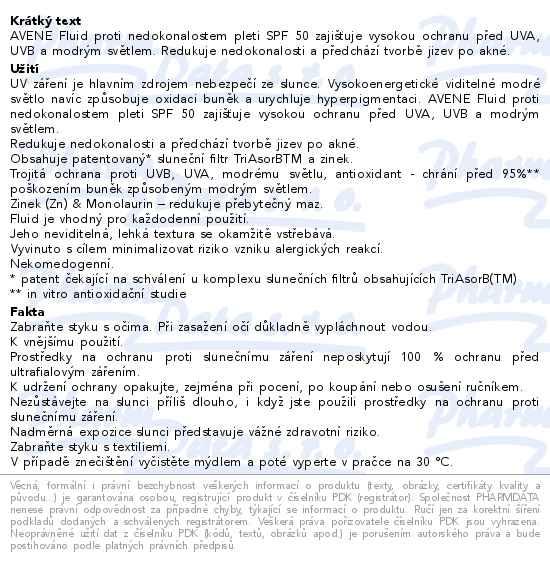 Dal�� informace o zbo�� AVENE Fluid proti nedokonalostem pleti SPF50 40ml