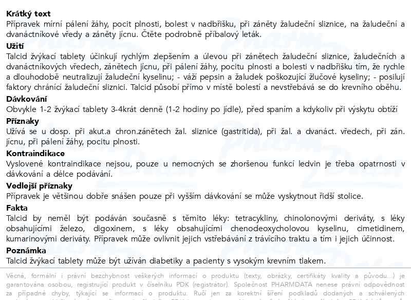 Dal�� informace o zbo�� Talcid ctb.20x500mg (BBA)